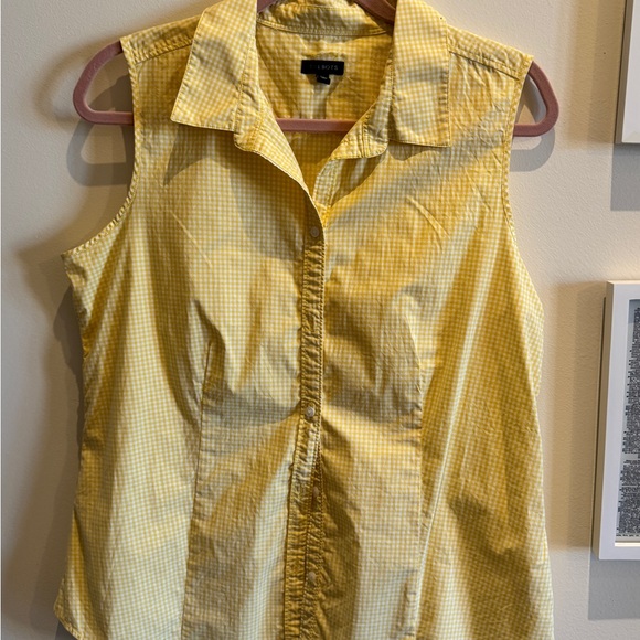 Talbots Yellow Gingham Sleeveless Button-Down Shirt - Picture 2 of 4